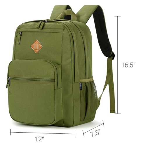 Image of ZORFIN 26L Backpack for College, and Travel: Water Resistant Bookbag - Army Green