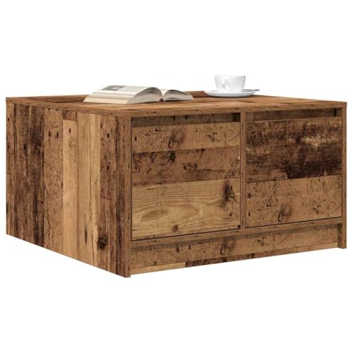 Table basse avec tiroirs bois vieilli 70 cm table d'appoint de salon