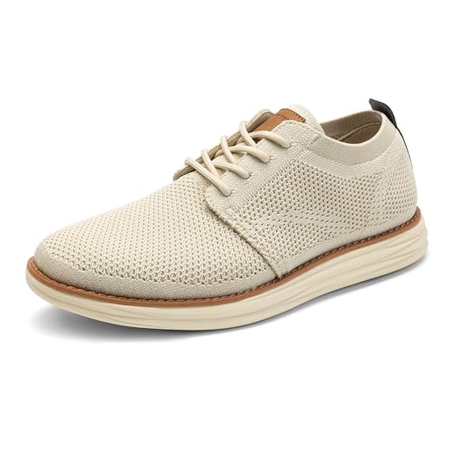 Bruno Marc Men's KnitFlex Breeze Mesh Sneakers Oxfords Lace-Up Lightweight Casual Walking Shoes 7.5 Apricot