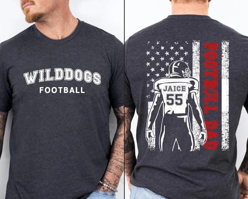 Personalized Football Dad Shirt, Football Shirts for Men, Custom Name & Number US Flag Shirt, Game Day Shirts, Sports Dad Gifts3