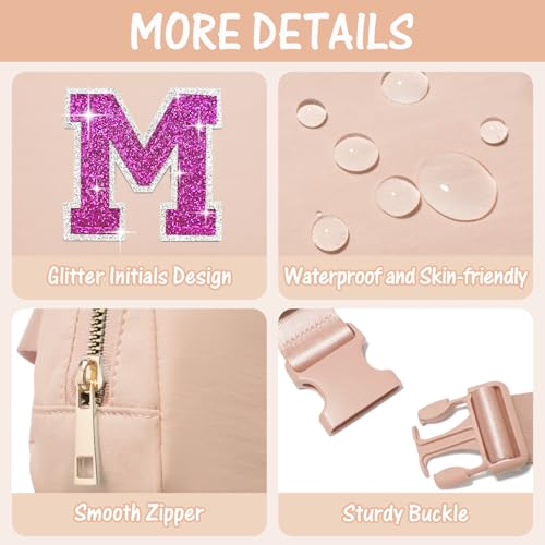 Image of Personalized Initial Crossbody Bag Fanny Pack Purse For 6-12 Year Old Girl, Teen Sister Daughter, Coral Pink-M