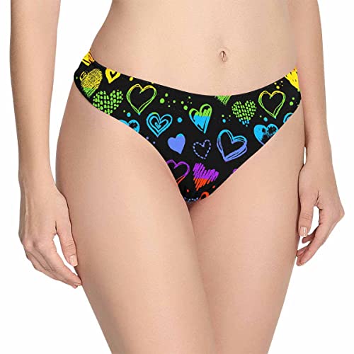 Interestprint Neon Heart Pattern Women's Low Rise Panties Stretchy G-String Underwear Xs #TOP21