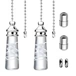 URHRHU 2 Pieces Bathroom Light Pull Cord Handle and Chain Crystal Light Cord Pull Ends with 100cm Bead Chain and Cord Connectors Light Pull Chain Extension for Ceiling Light Fan Switch Blind Cord