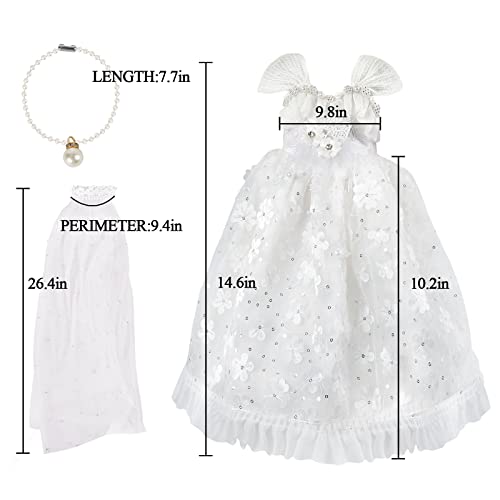 Lovely Doll 18 Inch Girl Doll Clothes And Accessories-Gorgeous White Wedding Dress Long Lace Veil And Necklace Fits 18 Inch Doll #TOP4