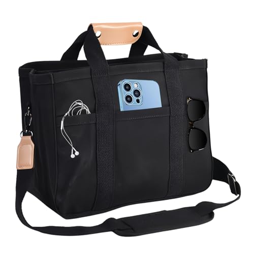 Amexo Sac Fourre-tout Multi-poches pour Femme, Sac à Main en Toile avec Poignée Femme Sac Bandoulière Sac Fourre Tout Tote Bag pour Voyage École Travail...