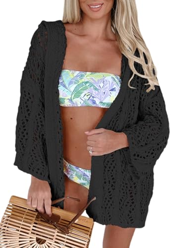 Yingkis Women's Lightweight Crochet Cardigan...