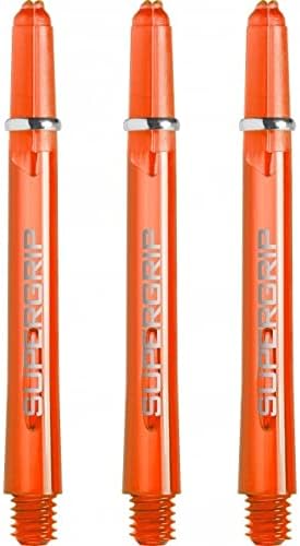 Harrows Supergrip - Cañas de dardos medianas, varillas de policarbonato, anillos mecanizados, naranja (3 juegos)