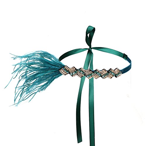 LATIMOON 20’s Banquet Dress Accessories Vintage Feather Headband Headpiece Crystal Headdress
