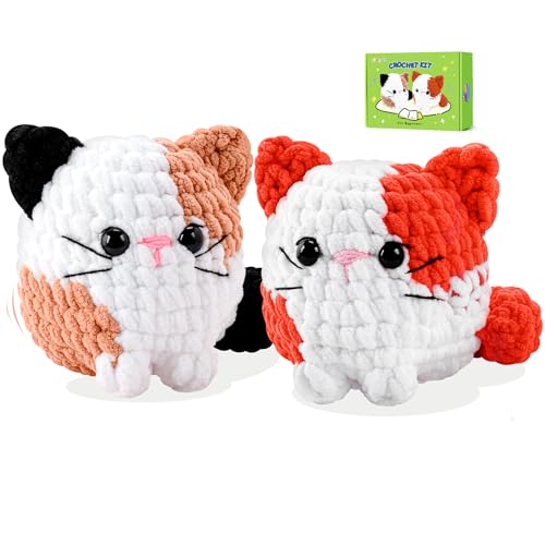 Cat Crochet Kit for Beginners-2PCS Calico Cats...
