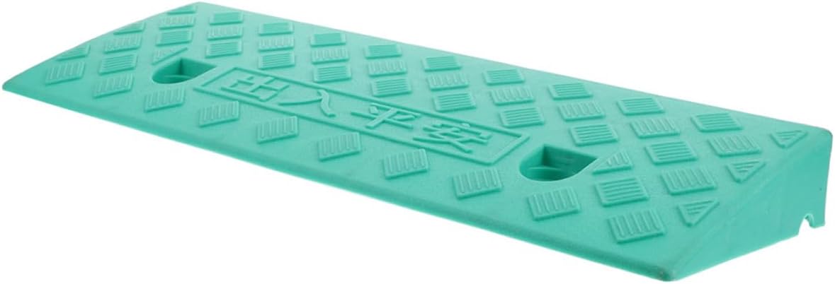 Portable Plastic Car Climbing Pad Mat and Street Curb Ramp 7cm Green for Driveway, Garage, Wheelchair Threshold, Anti-Slip Support for Uphill Steps and Doorway Access