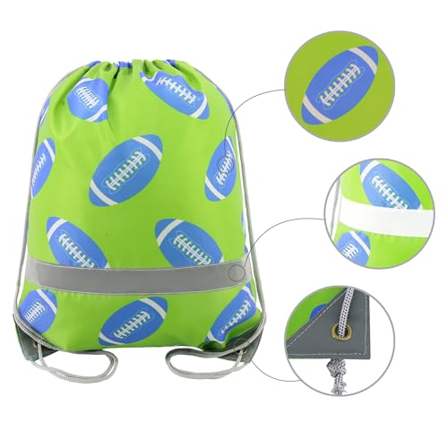 5 Pieces Football Drawstring Bags Backpacks for Team, Reflective String Bag for Gym Sport4