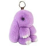 CHMIING Bunny Keychain Soft Cute Rex Rabbit Fur Keychain Car Handbag Keyring