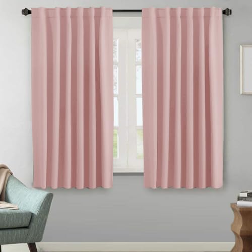 Image of H.VERSAILTEX Blackout Curtains Thermal Insulated Window Treatment Panels Room Darkening Blackout Drapes for Living Room Back Tab /Rod Pocket Bedroom Draperies (2 Panels, Baby Pink, 52 x 63 Inch)