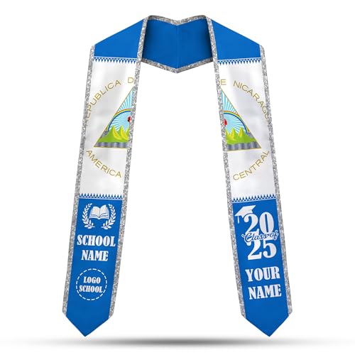 MonkeyVan Personalized Nicaragua Graduation Stole Sash 2025, Custom Nicaraguan Graduation Sash, Congratulation Gifts 2025 Nicaragua14