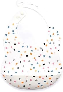 Rammelaartje Babero de silicona con bandeja colectora de confeti, color blanco, sin BPA, carbón, Talla única