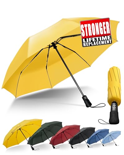 Chakipee Kompakter Reise Regenschirm Groß Sturmfest – Automatik Taschenschirm für Herren und...