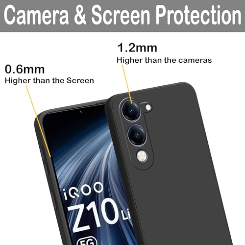 Image of amazon basics Back Cover for Vivo T4 Lite /iQOO Z10 Lite 5G | Ultra Slim Soft Rubberised Case | Matte Silicone Flexible Mobile Case | Camera Protection - Black