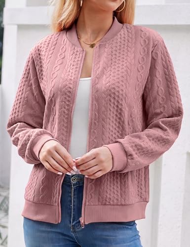 Image of Larmliss Women's Zip Up Cardigan Sweater Hoodies Long Sleeve Jacket Crewneck Casual Outerwear Spring Fall Trendy Coat Outfits
