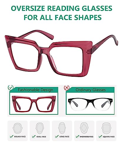 Eyekepper 5-pack Oversized Reading Glasses for Women Chic Readers +0.50, 5 Pack Mix Color - Image 4