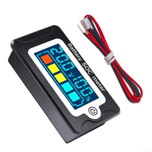 Septoolshop Battery Capacity Indicator Voltmeter Waterproof Design with Digital LCD Screen for Electric Vehicles Outdoors Power Applications Sweepers and Testing(white)