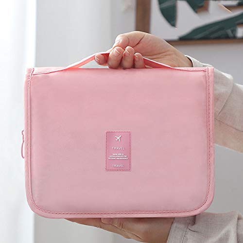 Zvivi Grande capacité Beau Sac Oxford Toile Crochet Sac de Lavage Portable Sac à accrocher Sac Cosmetic Sac,Rose Cover