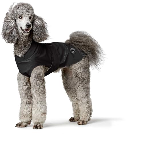 HUNTER Hunde-Regenmantel Milford, Farbe: schwarz, ergonomische Passform für optimalen Schutz, individuell verstellbar, Reißverschluss für Geschirrträger, pflegeleicht & waschbar bei 30 °C, Größe: 35