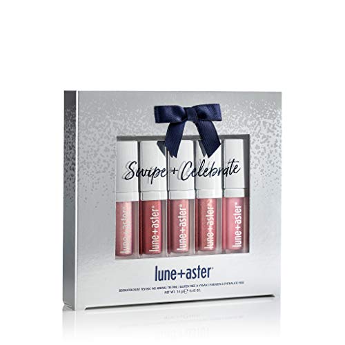 Lune+Aster Swipe+Celebrate Lip Gloss Set - Limited edition vegan vitamin C+E lip gloss set featuring five gloss shades