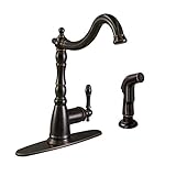 Design House 523217 Oakmont Kitchen Faucet with Sprayer with Single Handle, Oil Rubbed Bronze Finish