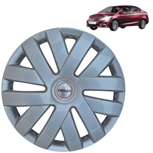 Image of PRIGAN Wheel Cover for Maruti CIAZ 15 Inch Silver Wheel Cap (Available in 15 Inch) (Set of 4 Pcs) (Press Fitting) Model- Polo Silver-15
