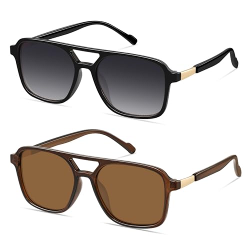Image of GRFISIA Retro Aviator Sunglasses for Women Men Trendy Rectangle Womens Mens Sun Glasses Shades for Driving Vacation UV400