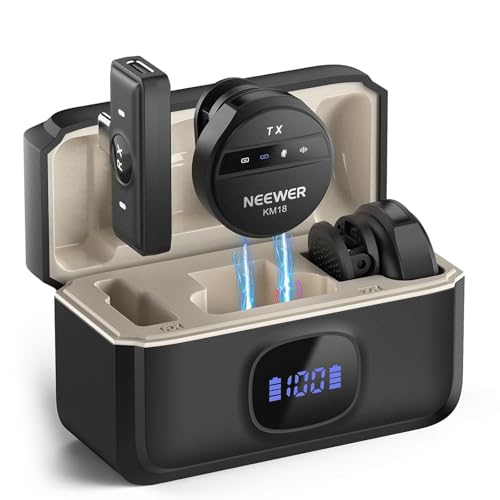 NEEWER Wireless Lavalier Microphone for USB C with Charging Case, Compatible with Android/PC/Laptop, 48KHz/24Bit Mini Lapel Mic, Noise Canceling 24H Battery for Recording Live Vlog, KM18