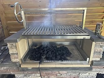 Generic Santa Maria Grill Built in BBQ Cooking Grill -Argentine Barbecue V grate adjustable height- 36 inch by 24 inch, 44x22x31