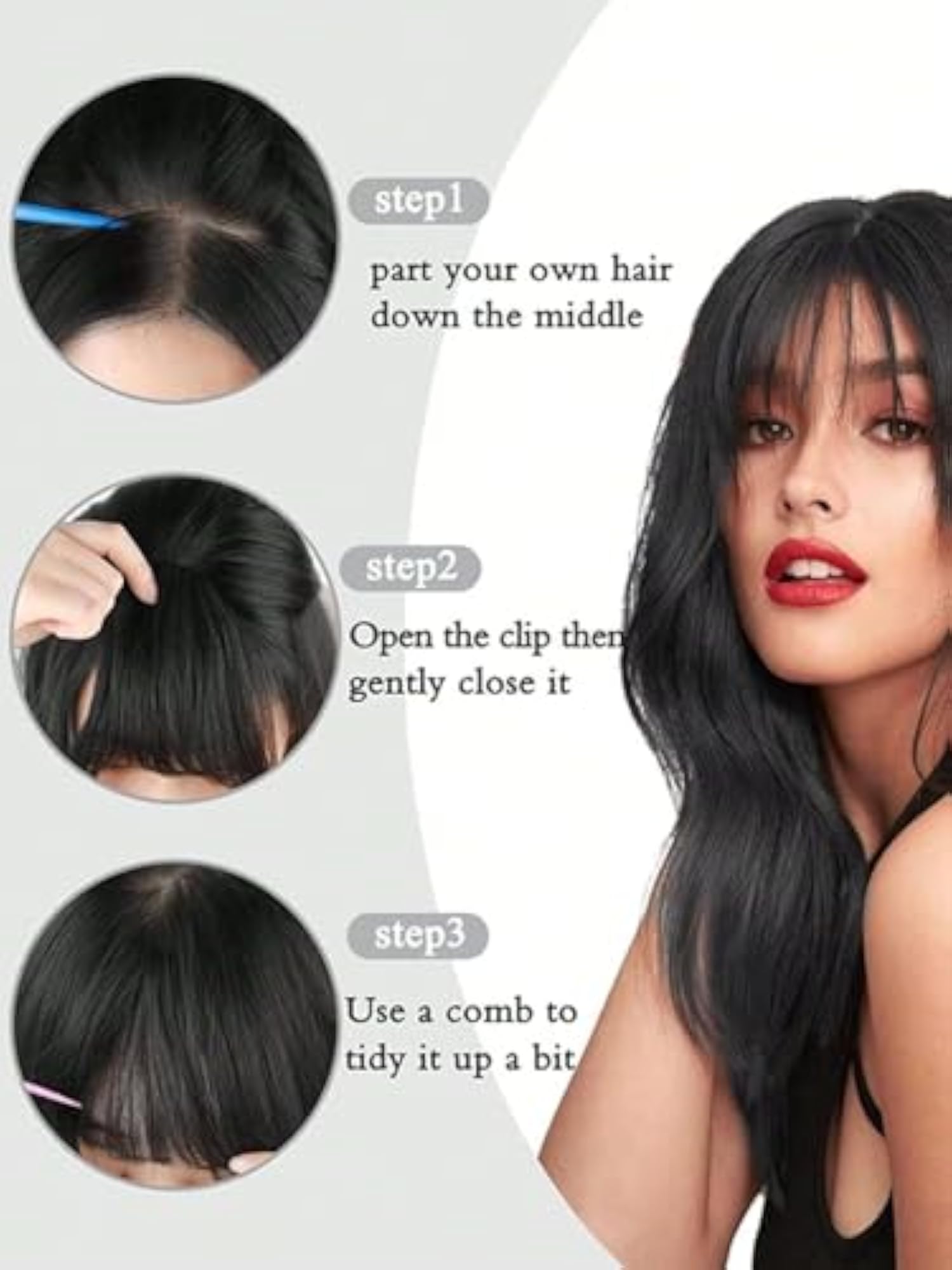 Front Bangs Hair Extensions Clip-On for Women, Stylish Look