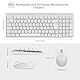LeadsaiL FA98 Mechanische Tastatur und Maus set Kabellos, QWERTZ Layout Funktastatur mit Maus, Low-Profile Rotem Schalter, 98 Tasten Kompakte Keyboard,1600 DPI Mouse für Windows MacOS PC Laptop-Silber