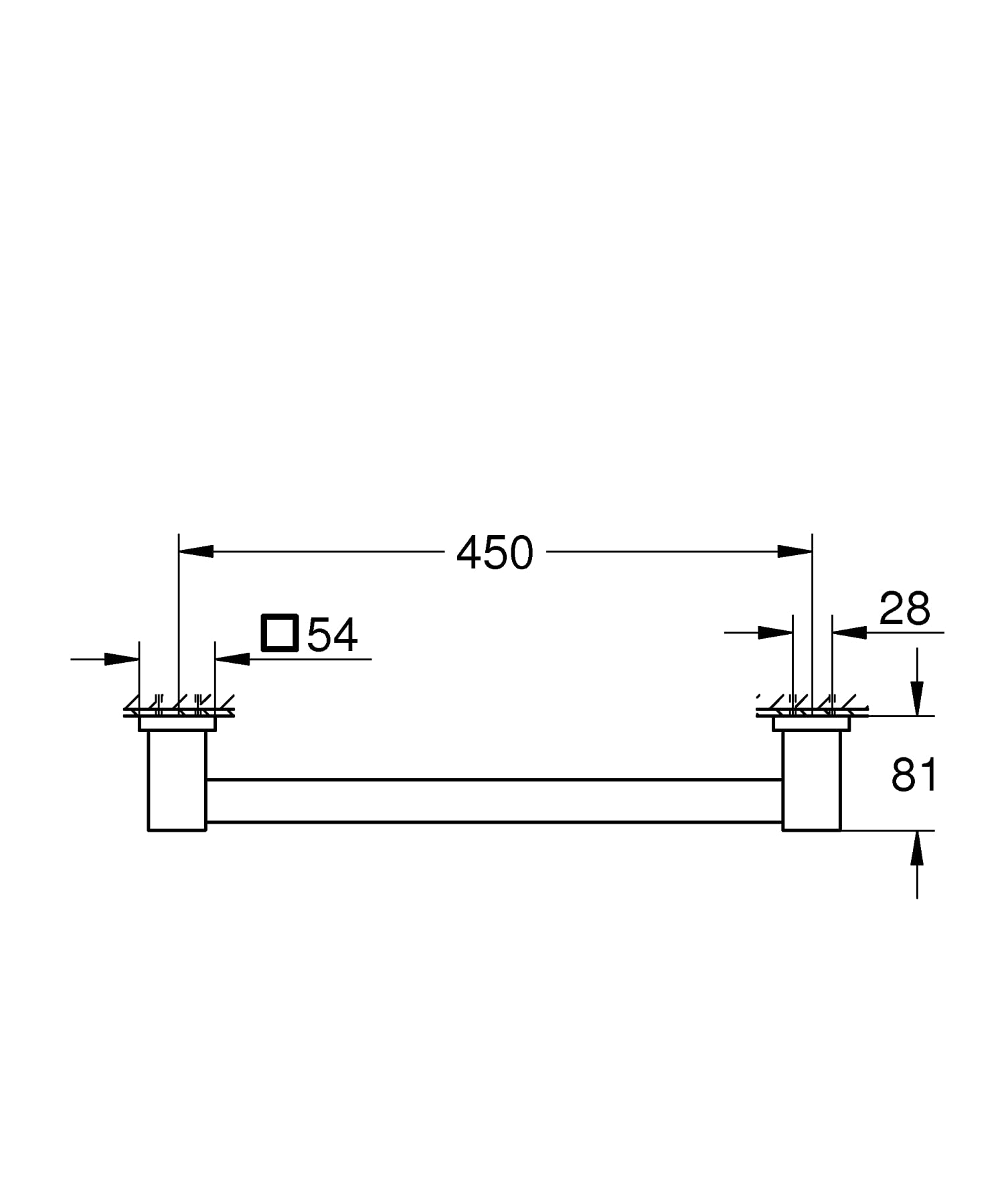 GROHE QUICKFIX Start Cube, Maniglione vasca, Installazione a vite, 450mm, Cromo, 41095000