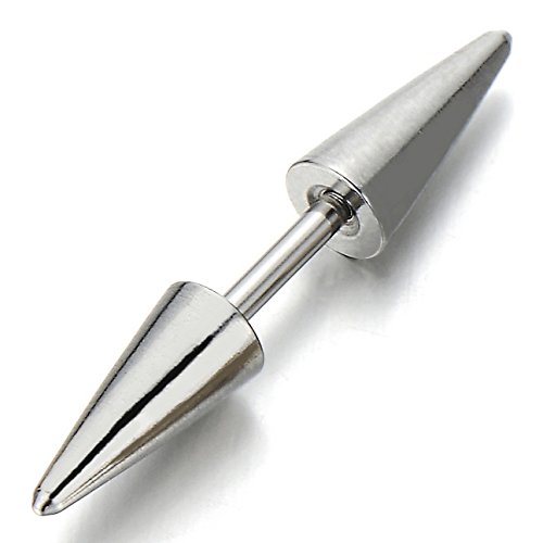 Pair Double Spike Stud Earrings in Stainless Steel for Men and Women2