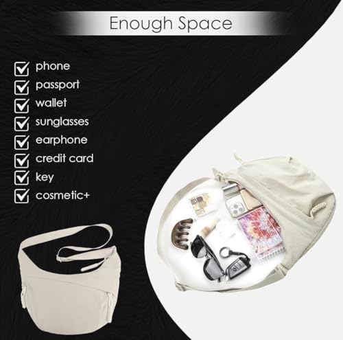 Image of WildHorn Travel Crossbody Crescent Bag for Women | Over-Shoulder Half Moon Sling Purse with Zipper | Unisex Chest Bag & Waist Bag for Daily Travel Use
