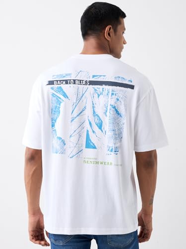 Image of Spykar Men's Oversized Round Neck Half Sleeve Solid Casual T-Shirt