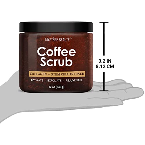Mystére Beauté Arabica Coffee Body Scrub - Exfoliating Body Scrub For Natural Skin Care With Coconut Oil & Vitamin E- Reduces The Appearances Of Cellulite, Stretch Marks & Eczema, Moisturizing - 12 Oz #TOP5