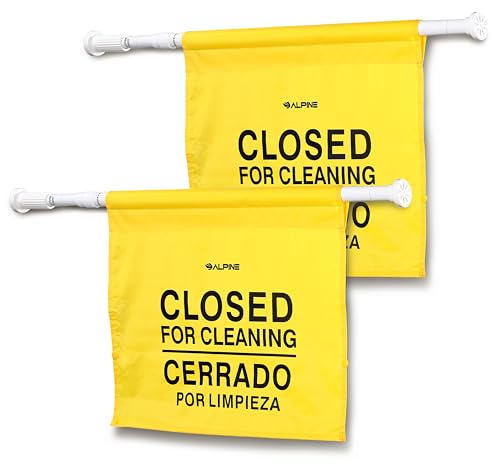 Alpine Restroom Closed for Cleaning Sign 2 Pack, Commercial Door Barricade Sign, English & Spanish...
