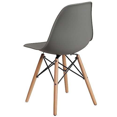 Flash Furniture Elon Series Moss Gray Plastic Chair With Wooden Legs #TOP5