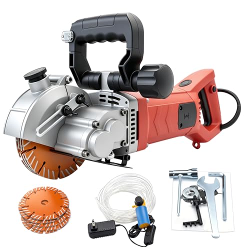 Image of VICSEC 110V Electric Wall Chaser Groove Cutting Machine with Laser Guide Dust-Resistant Design Includes 5 5-Inch (133mm) Blades for Cutting Grooves in Brick Concrete Marble & Granite