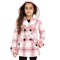 A2Z 4 Kids Girls Parka Jacket Hooded Trench Coat Wool Blends Warm Padded Jacket - Jacket 007 Pink Check 13