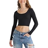 Aeropostale Seamless Wear 3-Way V-Neck Tiny Top, Dark Black, Large