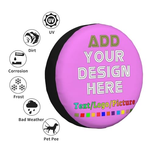 Image of Custom Spare Tire Cover 14-17 Inch, Personalized Universal Wheel Cover Add Your Own Photo Text Logo Waterproof Dust-Proof Tire Covers Protectors for Trailer Truck SUV Universal, Violet