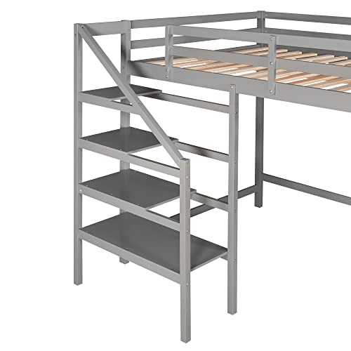 Softsea Full Loft Bed With Hanger And Stairs High Wood Loft Bed For Kids Adults #TOP4