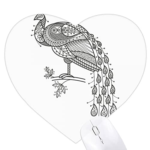 Tapis de souris coeur paons oiseaux cadeau parfait de bureau