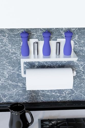 Risingmaber Ultra Güçlü Yapışkanlı Beyaz Metal Baharatlık Raflı Havluluk, Kağıt Havlu Tutucu MT94B - Görsel 2