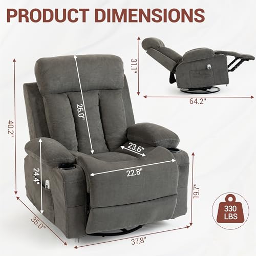 Sillón reclinable con masaje y calor gris miniatura 2