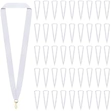 Berlune Neck Ribbon with Snap Clips Blank Medal Solid Award Ribbon Lanyards Flat Award Holder for Kids Adults Student Competitions Sports Party Graduation Ceremonies AchievementWhite,100 Pcs